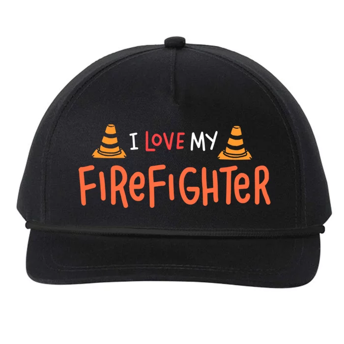 I Love My Firefighter Fire Funny Gift Wife Husband Gift Snapback Five-Panel Rope Hat