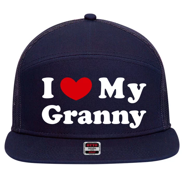 I Love My Granny I Heart My Granny Cute Gift 7 Panel Mesh Trucker Snapback Hat