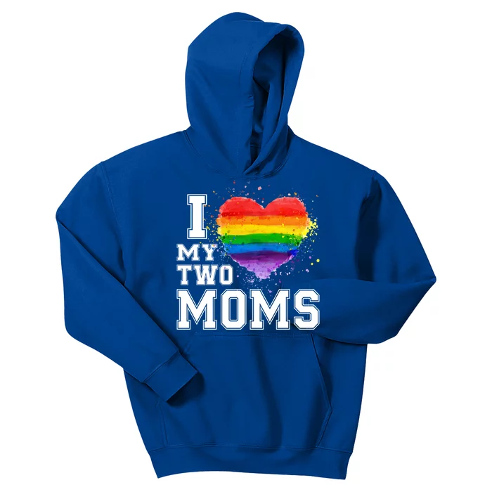 I Love My Two Moms Funny Gift Lgbt Gay Lesbian Cool Gift Kids Hoodie