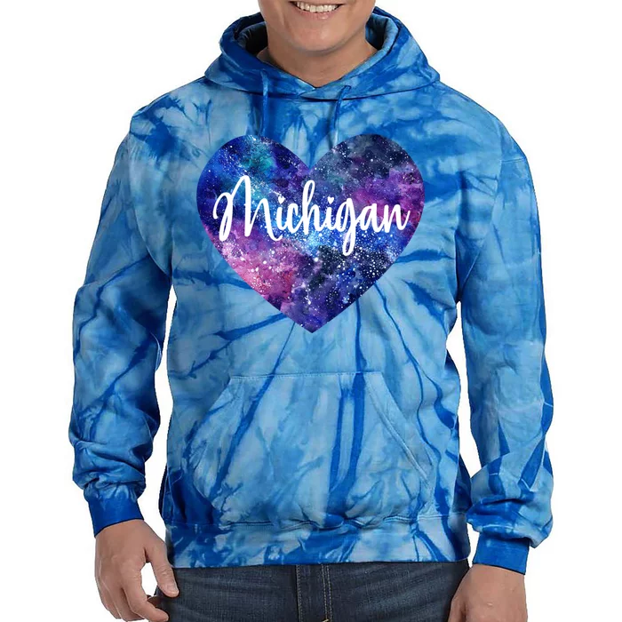 I Love Michigan Usa Gift Tie Dye Hoodie