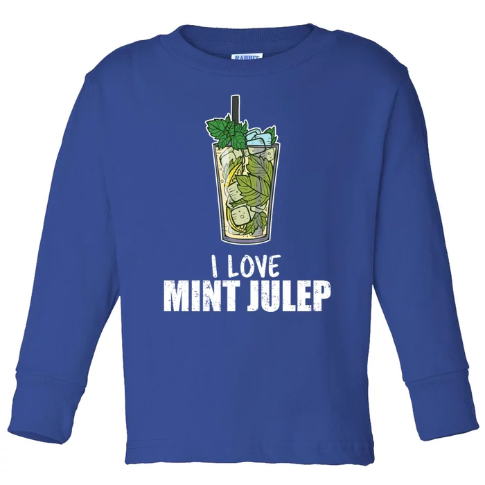 I Love Mint Julep Cocktail Alcohol Lover Cool Gift Toddler Long Sleeve Shirt