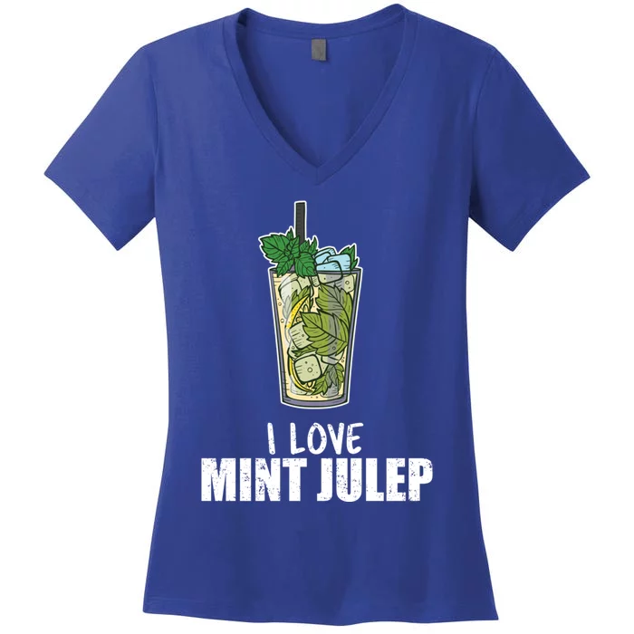 I Love Mint Julep Cocktail Alcohol Lover Cool Gift Women's V-Neck T-Shirt