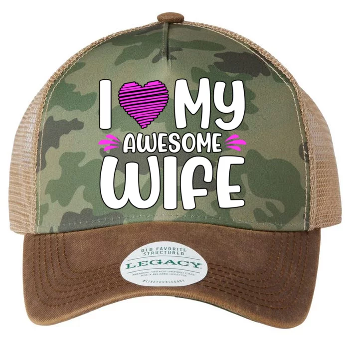 I Love My Awesome Wife Cool Gift Legacy Tie Dye Trucker Hat