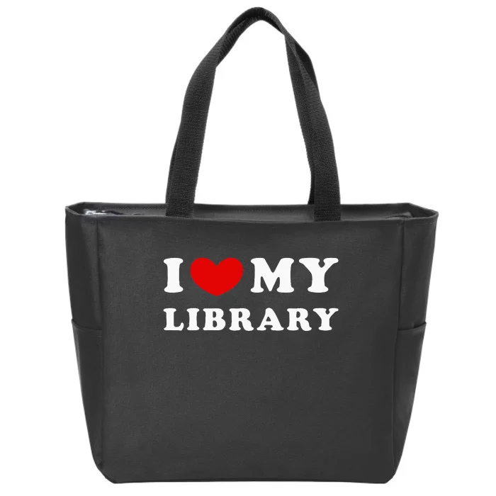 I Love My Library Zip Tote Bag