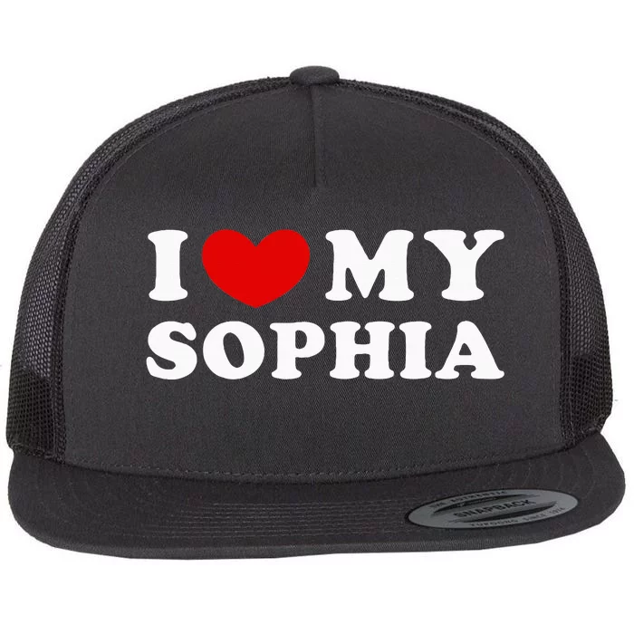 I Love My Sophia Flat Bill Trucker Hat