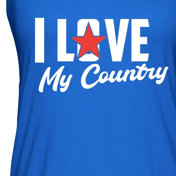 I Love My Country Awesome Freedom 4th Of July Bbq Party Gift Ladies Essential Flowy Tank