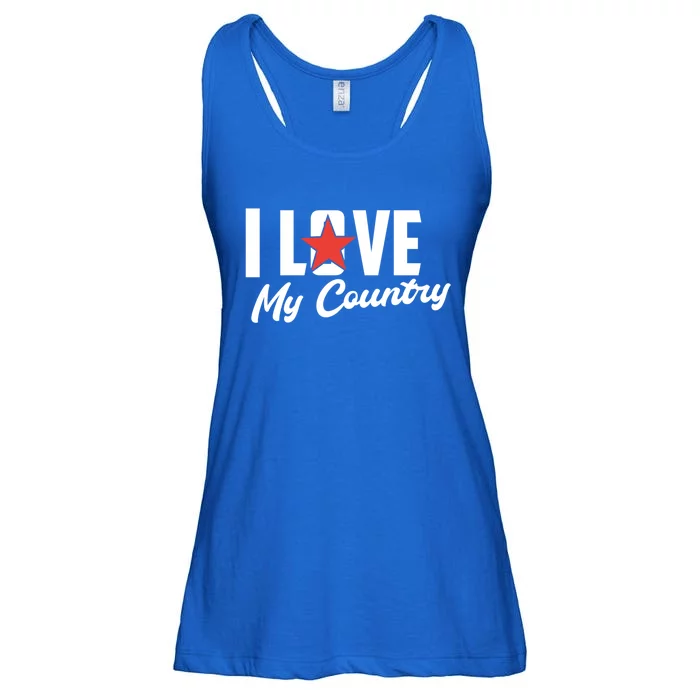 I Love My Country Awesome Freedom 4th Of July Bbq Party Gift Ladies Essential Flowy Tank