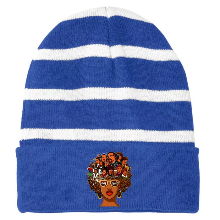 I Love My Roots Back Powerful History Month Pride Dna Gift Cool Gift Striped Beanie with Solid Band