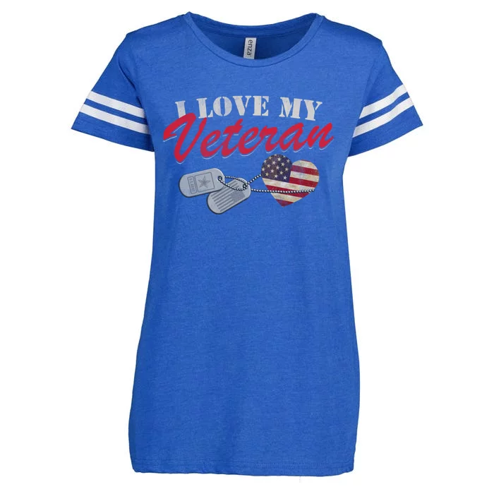 I Love My Veteran Happy Veterans Day Cool Gift Enza Ladies Jersey Football T-Shirt