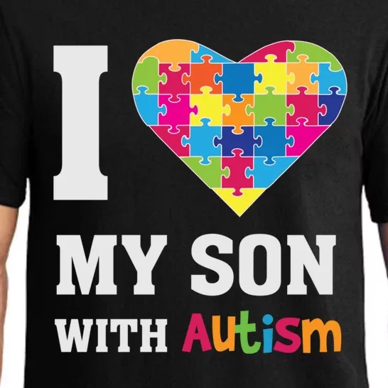 I Love My Son With Autism Gift Puzzle Gift Proud Mom Dad Awareness Gift Pajama Set