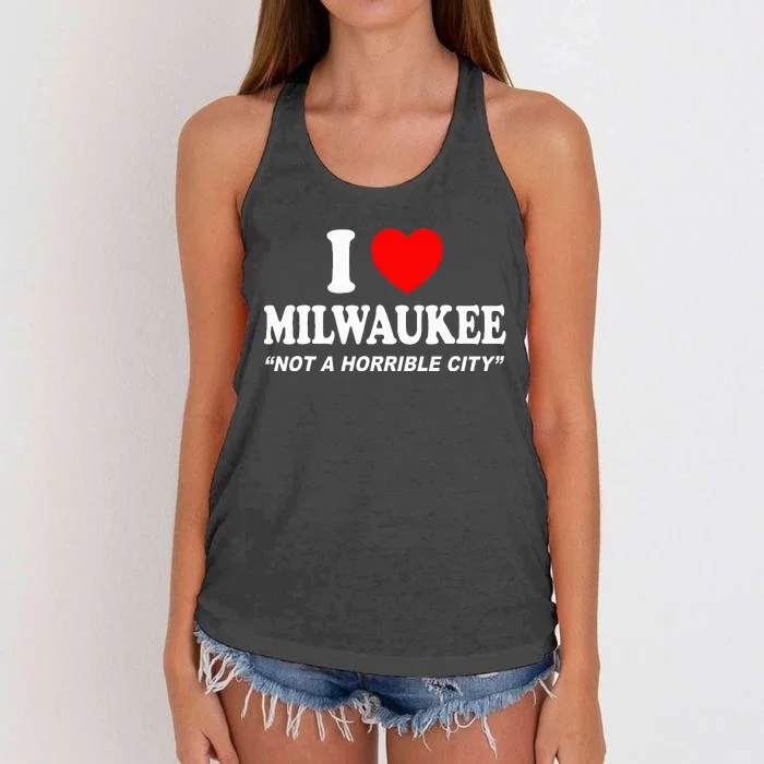 I Love Milwaukee Not A Horrible City I Heart Milwaukee Women's Knotted Racerback Tank