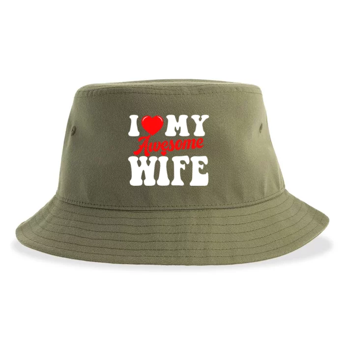 I Love My Awesome Wife Valentines Day Matching Couples Gift Sustainable Bucket Hat