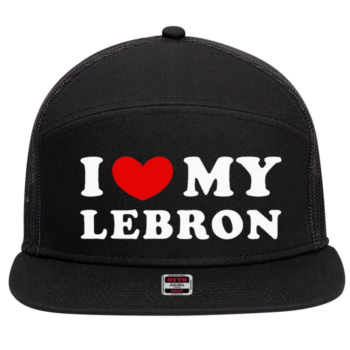 I Love My Lebron I Heart My Lebron 7 Panel Mesh Trucker Snapback Hat