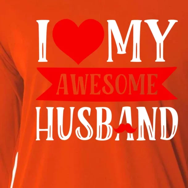 I Love My Awesome Husband Matching Couple Valentine's Day Cute Gift Cooling Performance Long Sleeve Crew