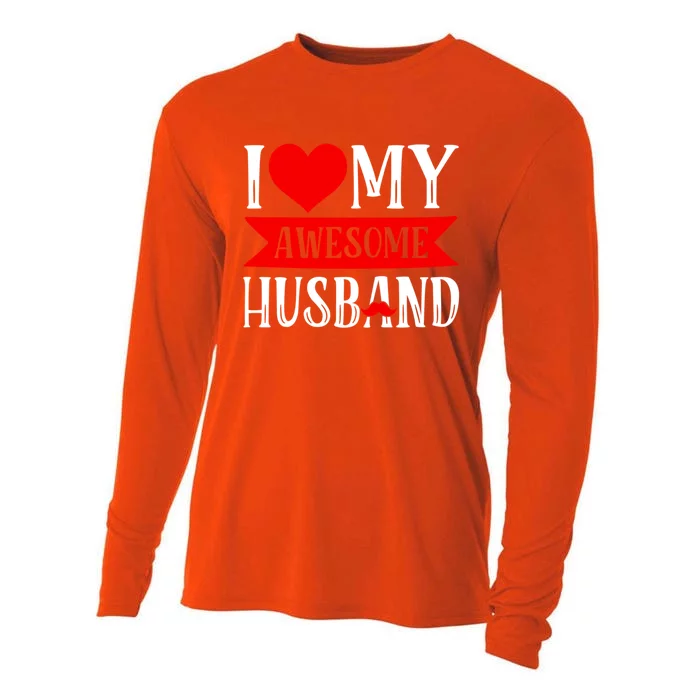 I Love My Awesome Husband Matching Couple Valentine's Day Cute Gift Cooling Performance Long Sleeve Crew