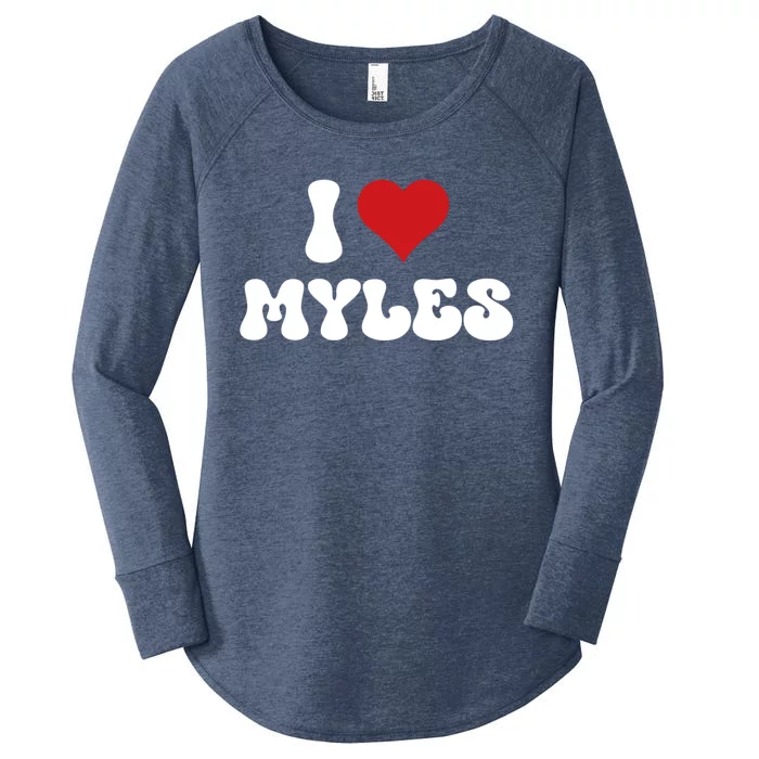 I Love Myles I Heart Myles Valentines Day Gift Women's Perfect Tri Tunic Long Sleeve Shirt