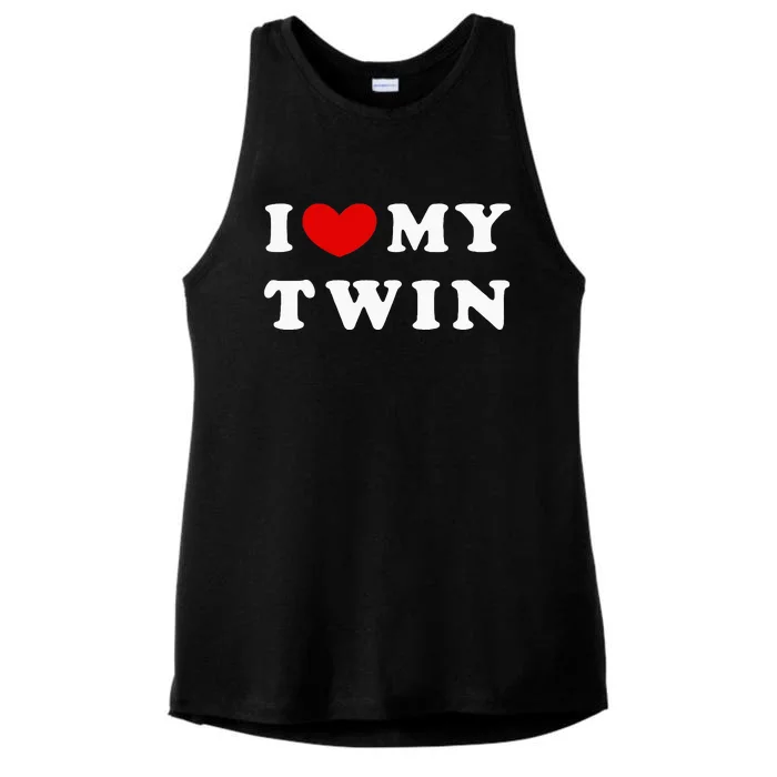 I Love My Twin I Heart My Twin Ladies Tri-Blend Wicking Tank