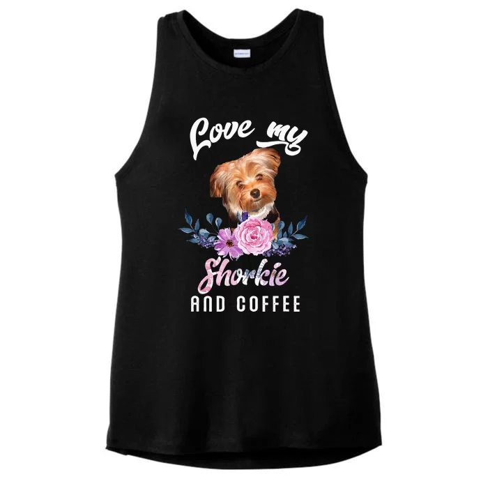 I Love My Shorkie And Coffee Shorkie Lover Gift Ladies Tri-Blend Wicking Tank