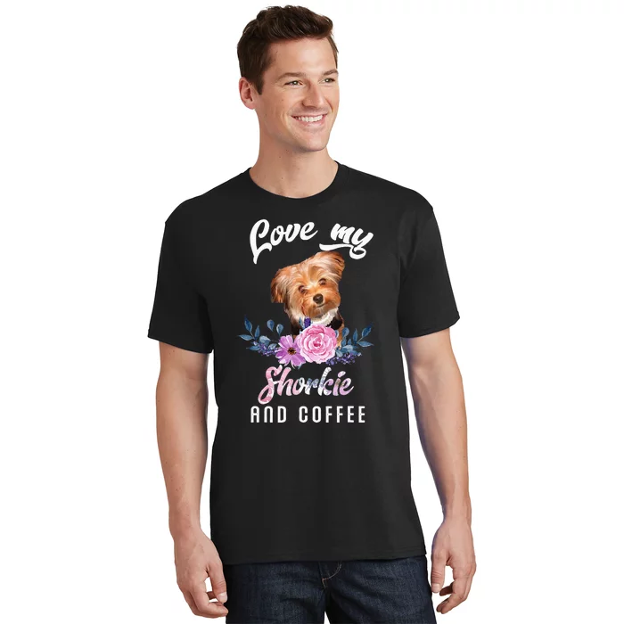 I Love My Shorkie And Coffee Shorkie Lover Gift T-Shirt