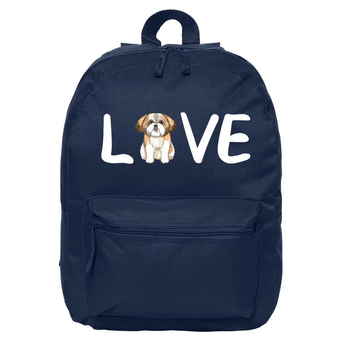 I Love My Shih Tzu Dog Shih Tzu Heart Shih Tzu Love 16 in Basic Backpack