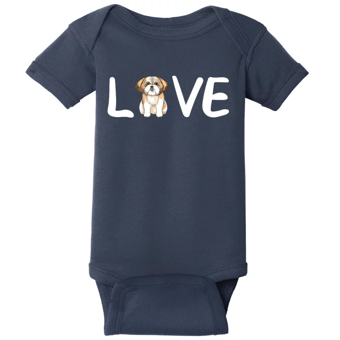 I Love My Shih Tzu Dog Shih Tzu Heart Shih Tzu Love Baby Bodysuit