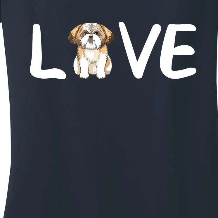 I Love My Shih Tzu Dog Shih Tzu Heart Shih Tzu Love Women's V-Neck T-Shirt