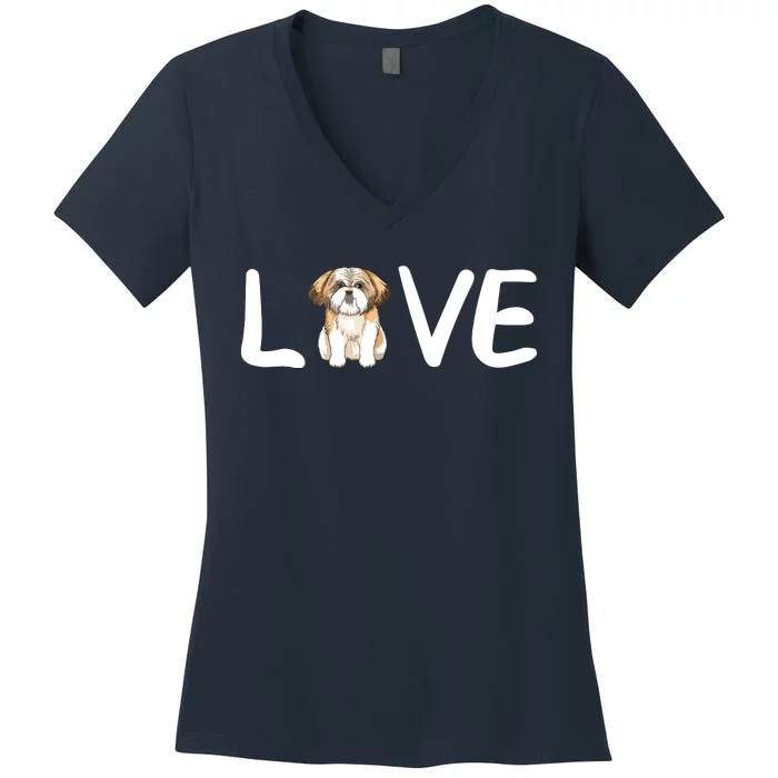 I Love My Shih Tzu Dog Shih Tzu Heart Shih Tzu Love Women's V-Neck T-Shirt