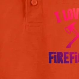 I Love My Firefighter Great Gift Dry Zone Grid Performance Polo