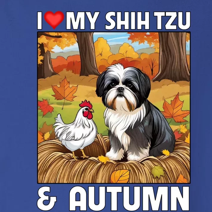 I Love My Shih Tzu And Autumn Fall Leaves Pumpkin Dog Lovers Cute Gift Toddler Long Sleeve Shirt