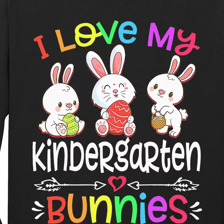 I Love My Kindergarten Bunnies teacher Easter Day Bunny Egg Long Sleeve Shirt