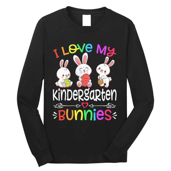 I Love My Kindergarten Bunnies teacher Easter Day Bunny Egg Long Sleeve Shirt