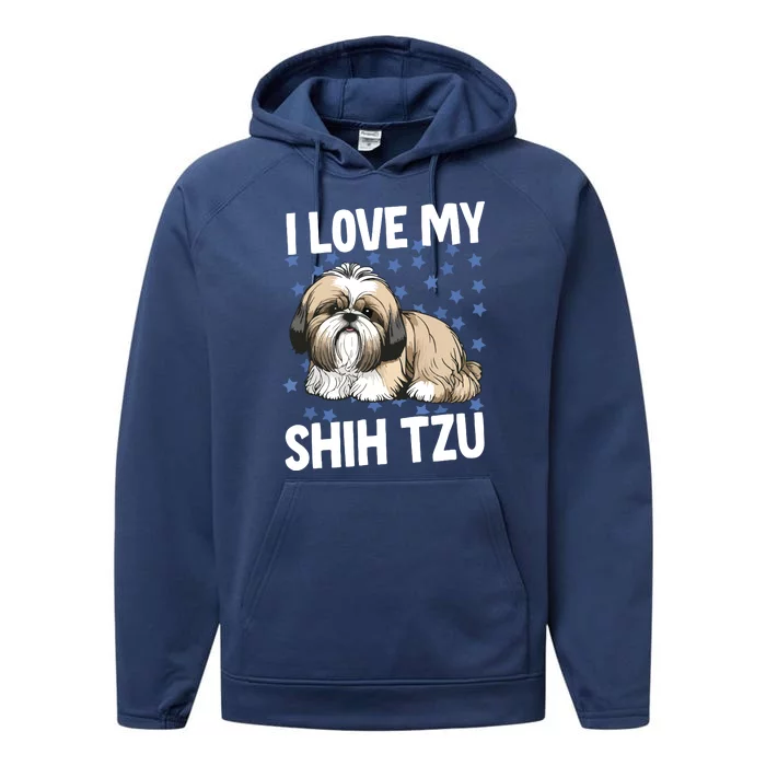 I Love My Shih Tzu Performance Fleece Hoodie