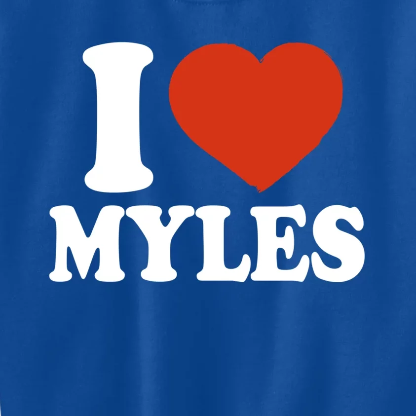 I Love Myles I Heart Myles Red Heart Valentine Gift Kids Sweatshirt