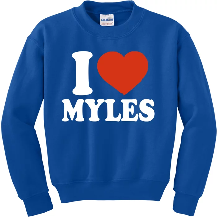 I Love Myles I Heart Myles Red Heart Valentine Gift Kids Sweatshirt