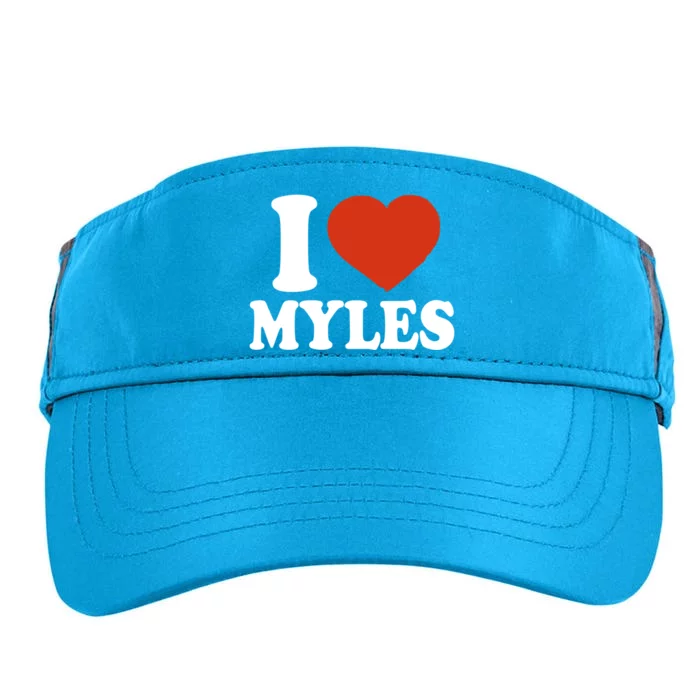 I Love Myles I Heart Myles Red Heart Valentine Gift Adult Drive Performance Visor