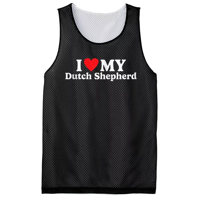 I Love My Dutch Shepherd Mesh Reversible Basketball Jersey Tank