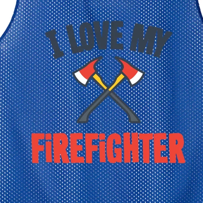 I Love My Firefighter Cute Gift Mesh Reversible Basketball Jersey Tank