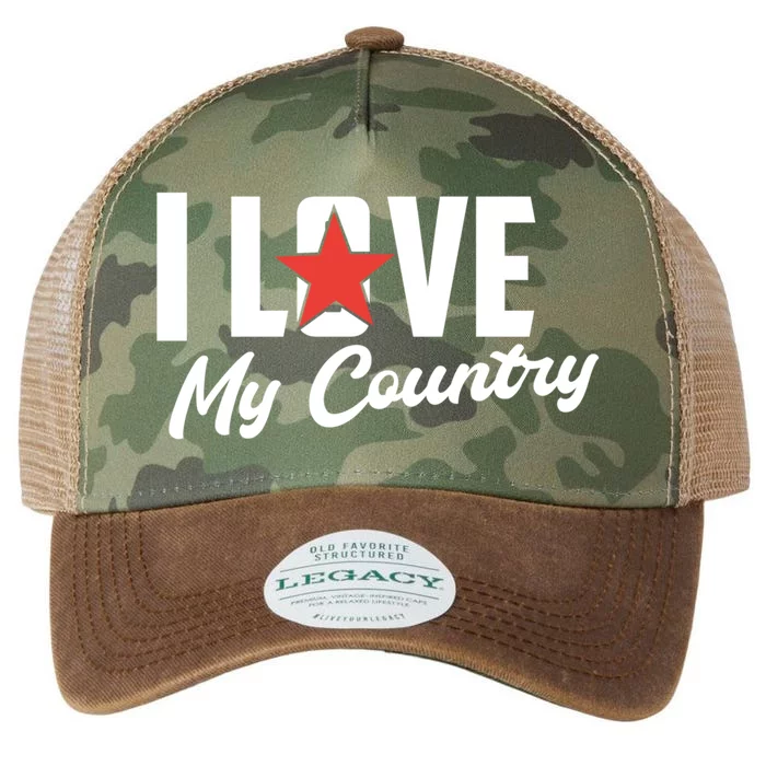 I Love My Country Awesome Freedom 4th Of July Bbq Party Gift Legacy Tie Dye Trucker Hat