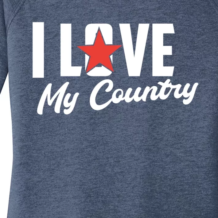 I Love My Country Awesome Freedom 4th Of July Bbq Party Gift Women's Perfect Tri Tunic Long Sleeve Shirt