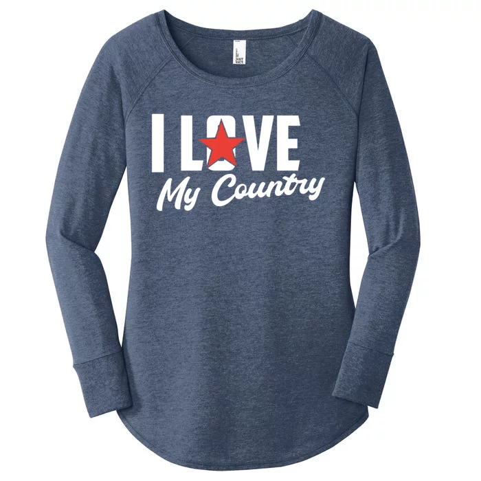 I Love My Country Awesome Freedom 4th Of July Bbq Party Gift Women's Perfect Tri Tunic Long Sleeve Shirt