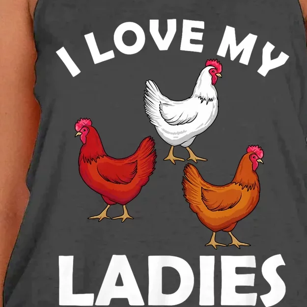 I Love My Ladies Funny Chicken Chicken Whisperer Chicken Lover Women's Knotted Racerback Tank