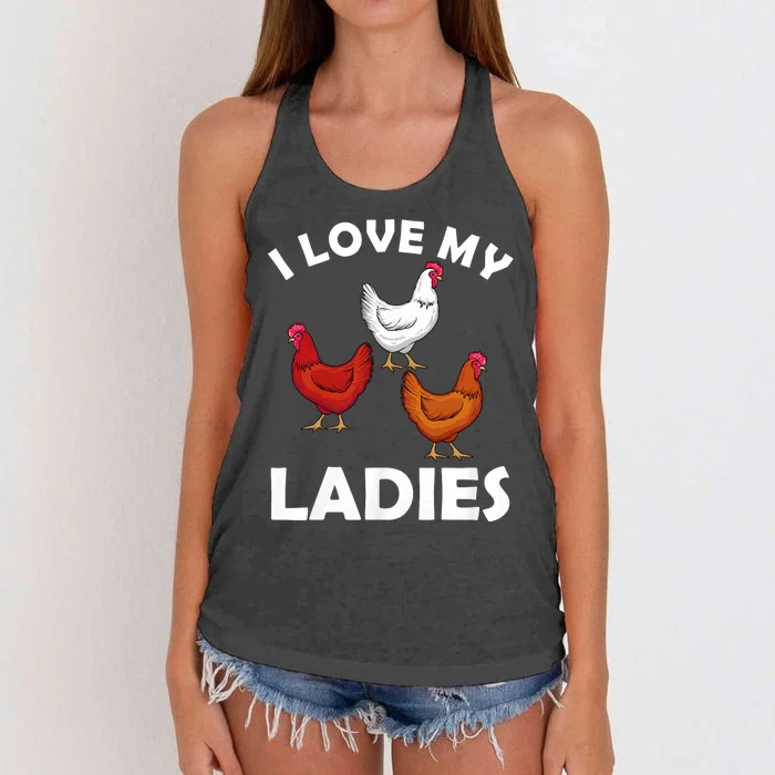 I Love My Ladies Funny Chicken Chicken Whisperer Chicken Lover Women's Knotted Racerback Tank