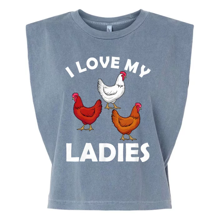 I Love My Ladies Funny Chicken Chicken Whisperer Chicken Lover Garment-Dyed Women's Muscle Tee