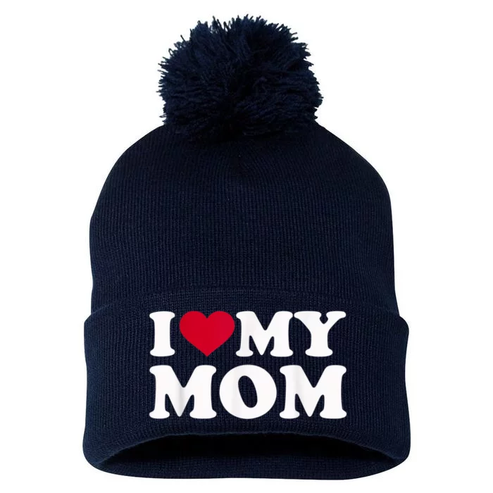 I Love My Mom Pom Pom 12in Knit Beanie