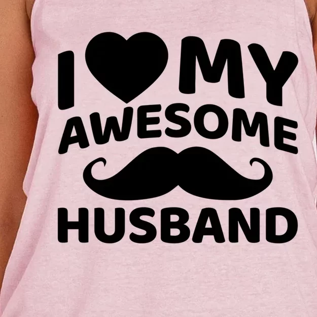 I Love My Awesome Husband Matching Outfits Valentines Day Cute Gift Women's Knotted Racerback Tank