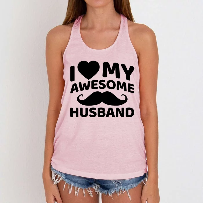 I Love My Awesome Husband Matching Outfits Valentines Day Cute Gift Women's Knotted Racerback Tank