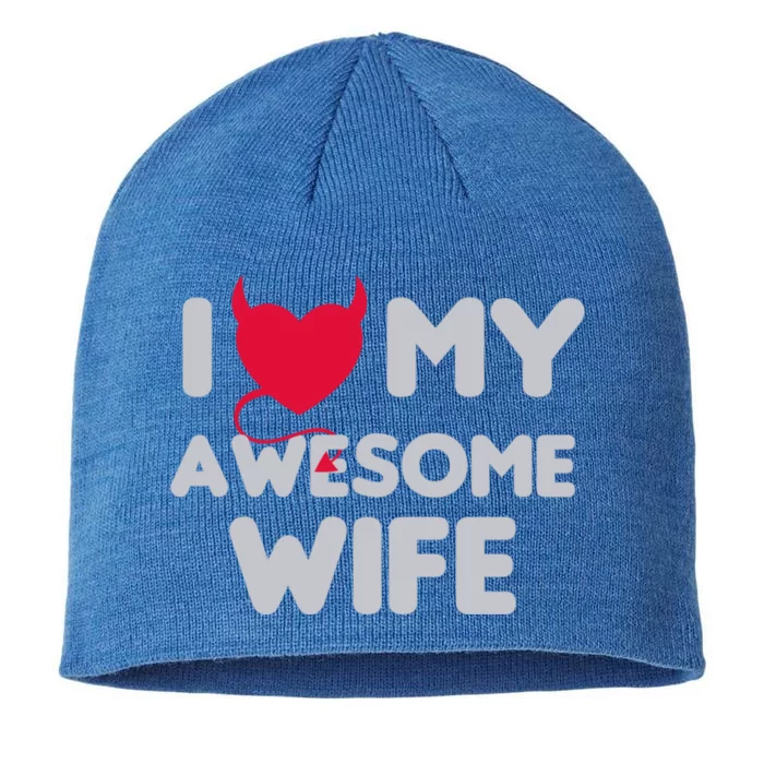 I Love My Awesome Wife Couple Matching And Valentines Day Gift 8 1/2in Sustainable Knit Beanie