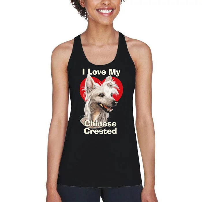 I Love My Chinese Crested Puppy Dog Women's Racerback Tank