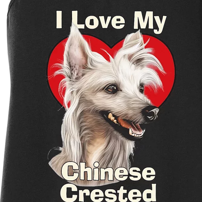 I Love My Chinese Crested Puppy Dog Women's Racerback Tank