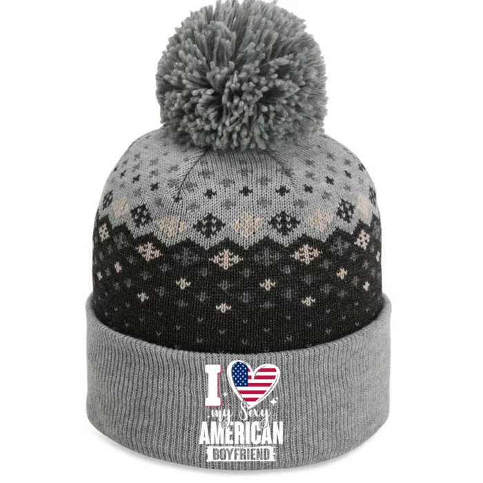 I Love My Sexy American Friend Cute Usa Flag Heart Gift The Baniff Cuffed Pom Beanie